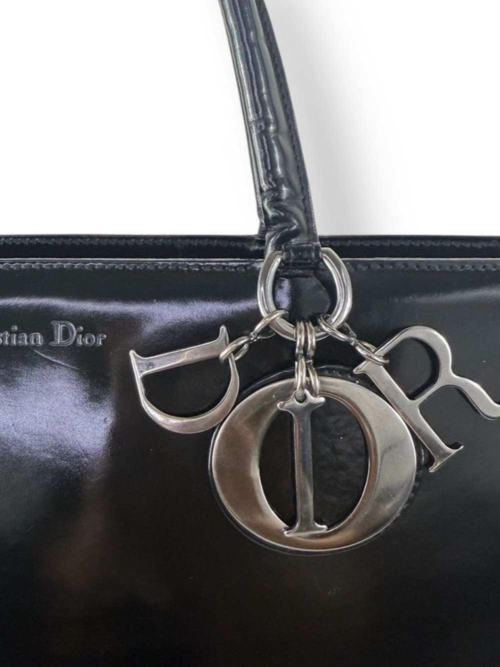 Christian DIOR Black Leather Lady D Tote - Picture 9 of 14